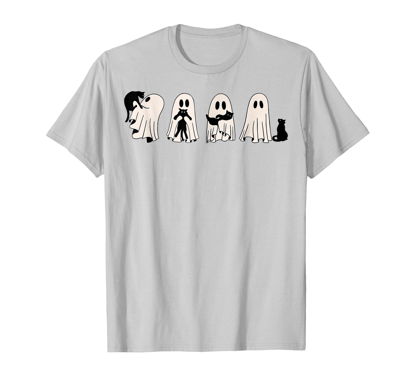 Ghost And Black Cat, Cute Ghost Holding Cat T-Shirt