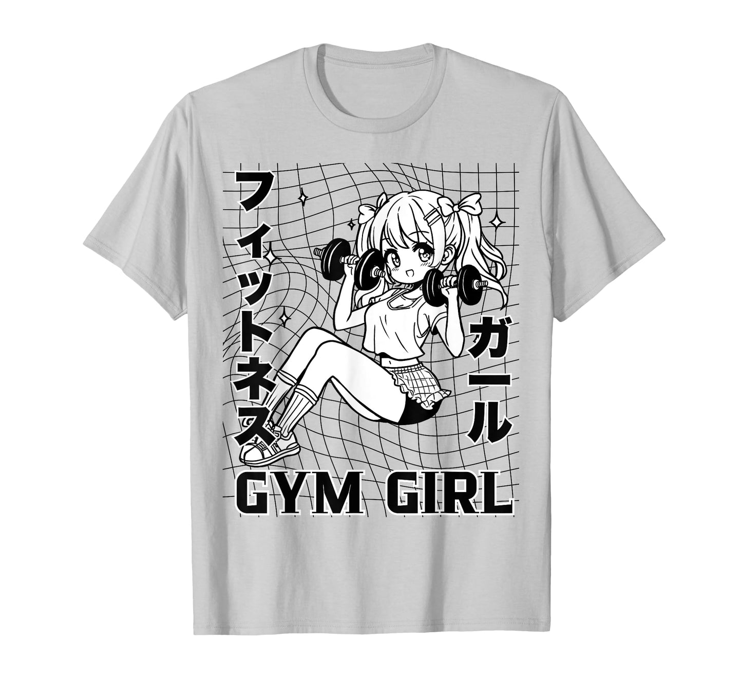 Cute Anime Gym Girl Dumbbells Workout Otaku Fitness Weeaboo T-Shirt