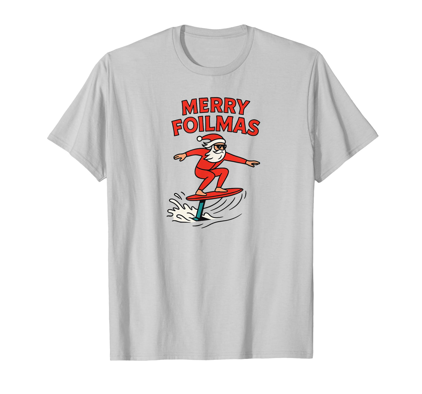 Merry Foilmas Santa Claus Hydrofoiling Christmas Design T-Shirt