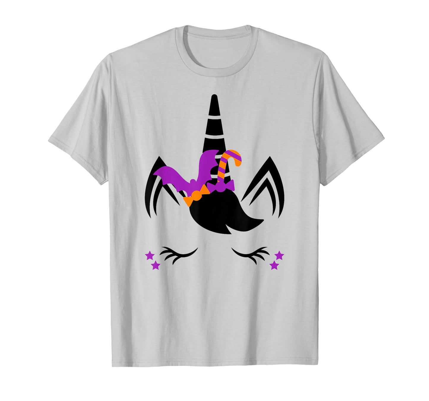 Unicorn Face Eyelashes Bat Candy Scary Halloween Costume T-Shirt