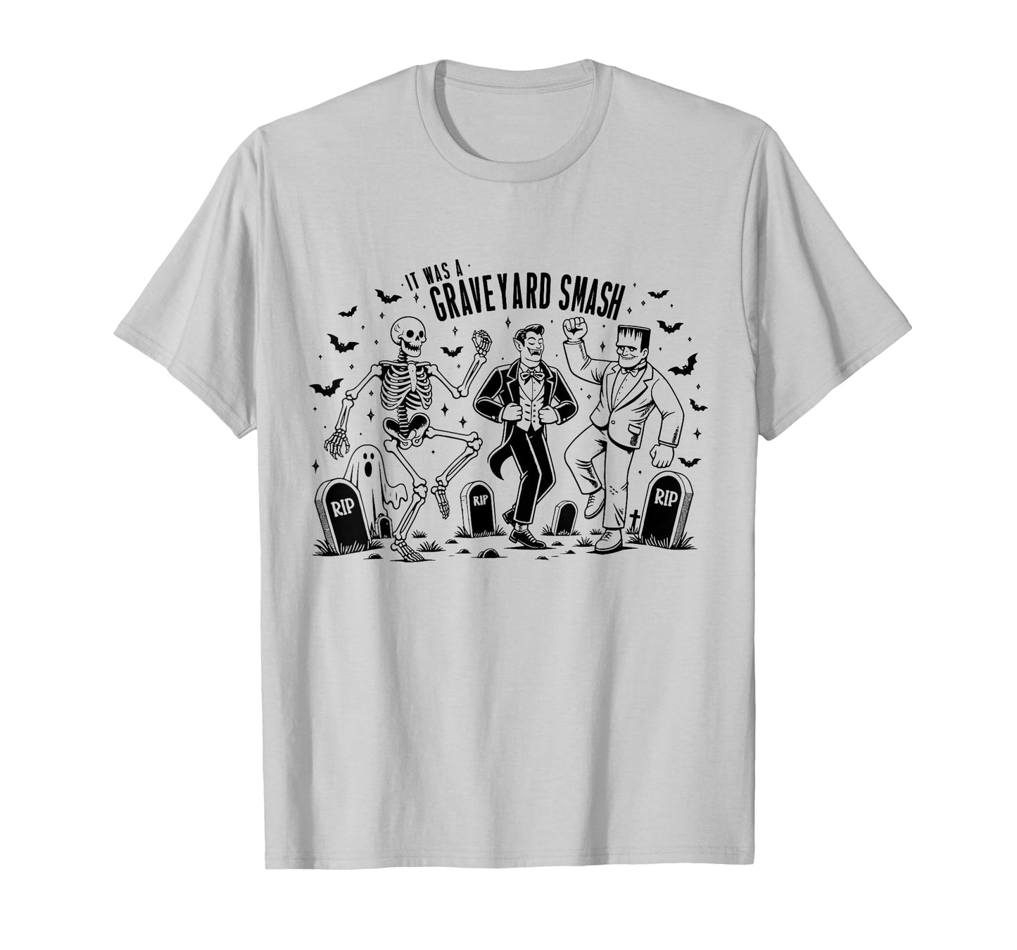 Funny Skeleton Monster Dancing It Was A Graveyard Smash T-Shirt