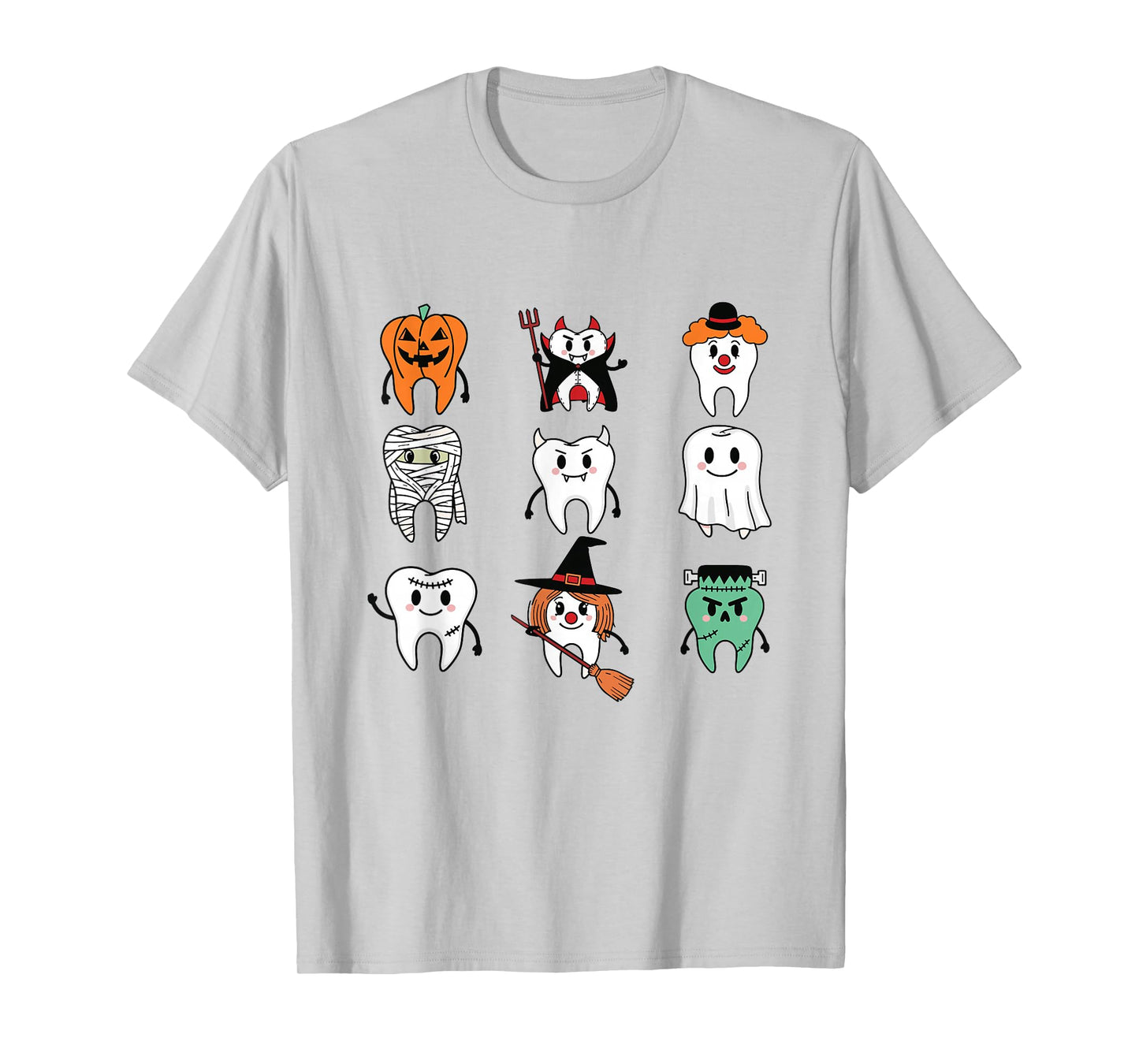 Teeth Ghost Dentist Dental Halloween Ghost Dental Crew T-Shirt
