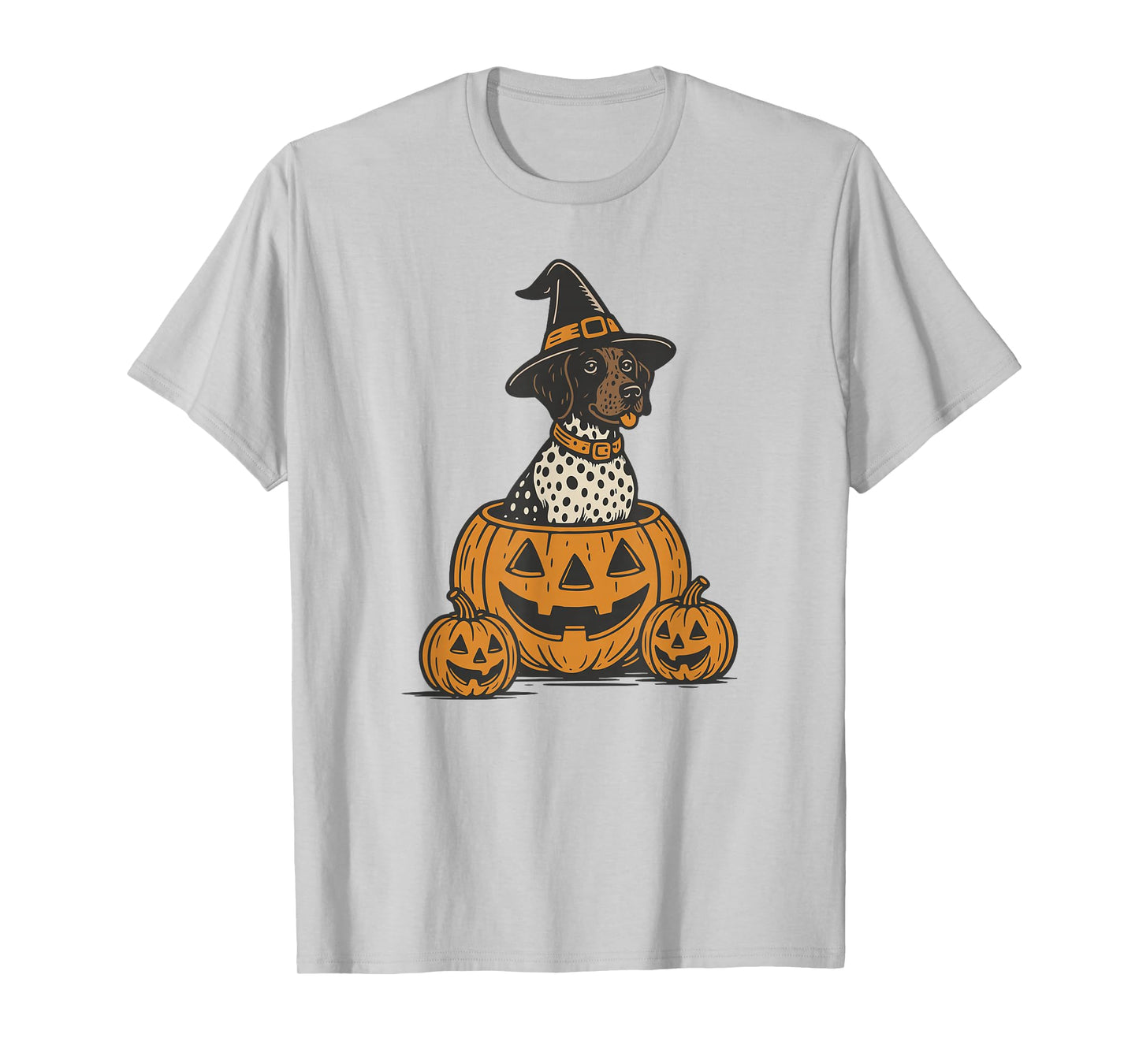 Retro German Shorthaired Pointer Halloween Dog in Pumpkins T-Shirt