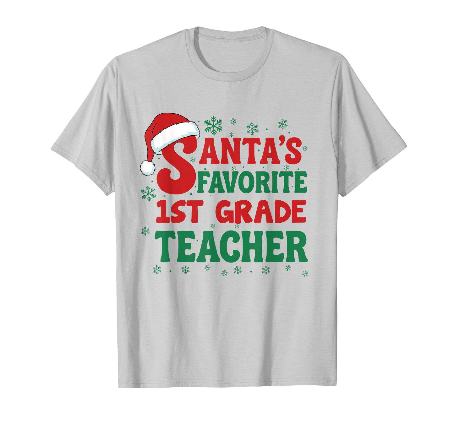 Santa's Favorite 1st Grade Teacher Christmas Holiday Pajama T-Shirt