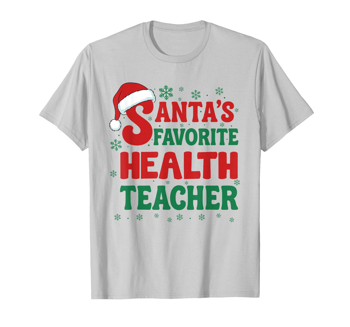Santa's Favorite Health Teacher Christmas Holiday Pajama T-Shirt