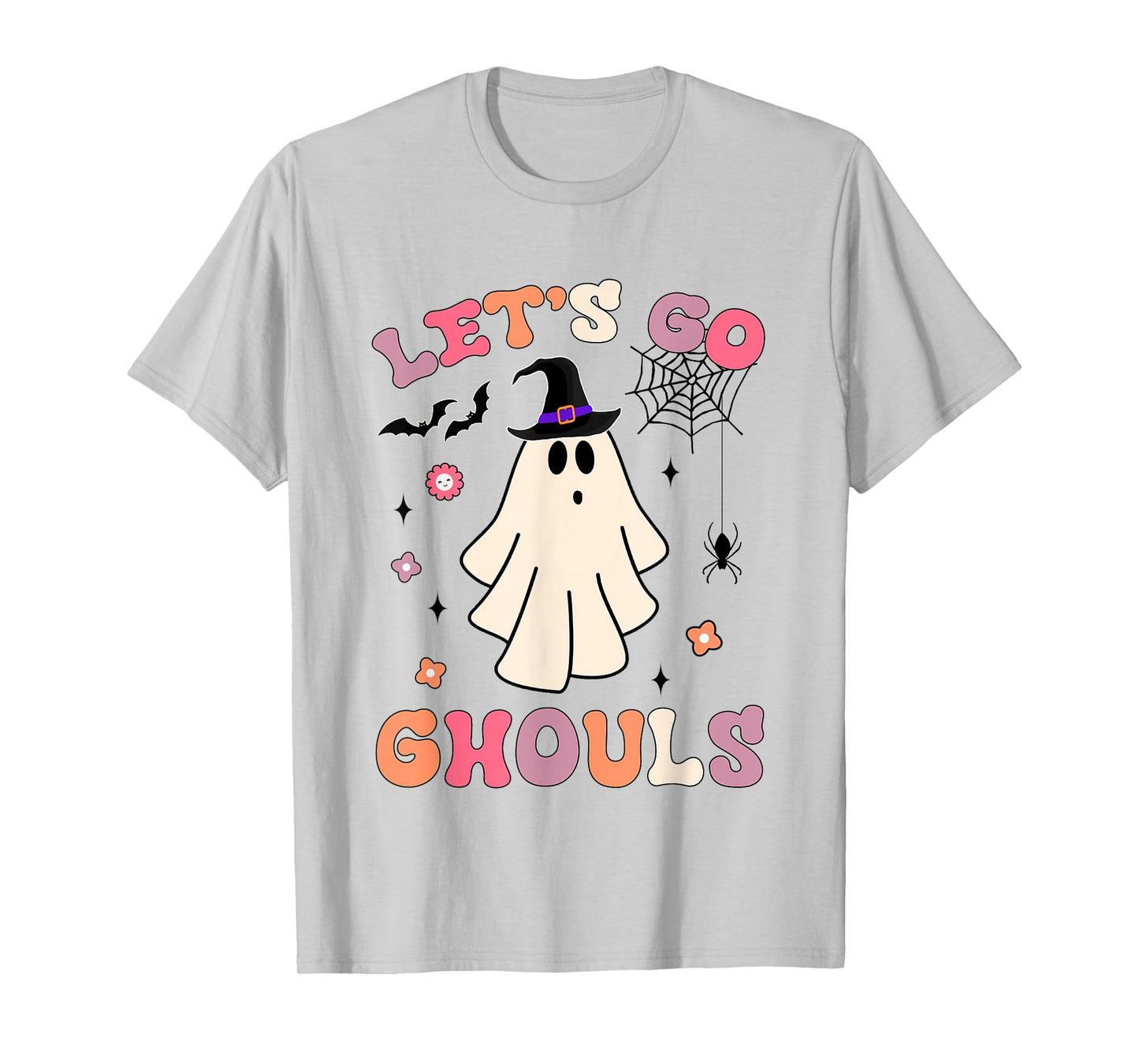 Funny Ghost Spooky Halloween Costume Groovy Let's Go Ghouls T-Shirt