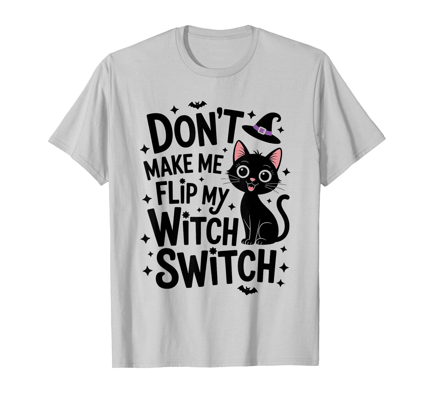 Funny Black Cat Witch Switch Humor Vintage Halloween T-Shirt