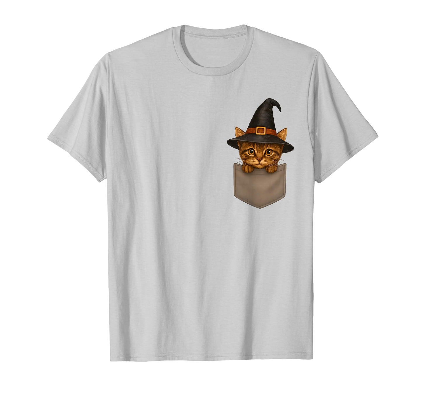 Cute Witch Cat in Pocket Funny Halloween Costume Cat Lover T-Shirt