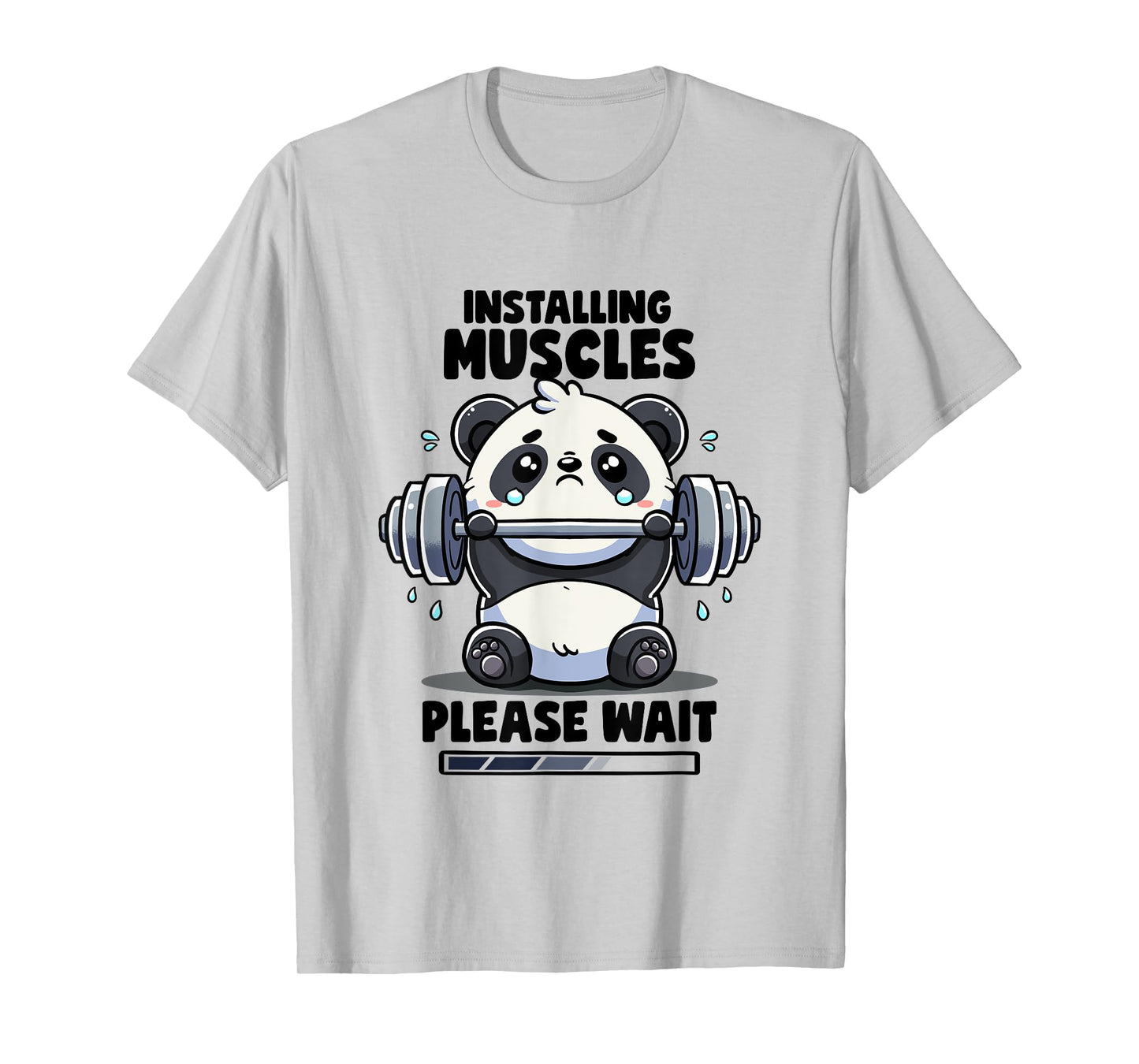 Installing Muscles Please Wait Panda Lifting Gym Quote Panda T-Shirt