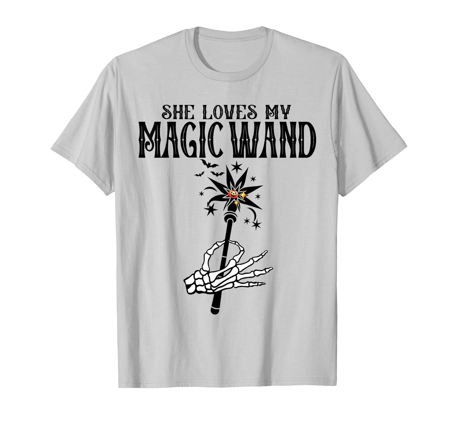 She Loves My Magic Wand I Like Her Pumpkins Skeleton Couples T-Shirt