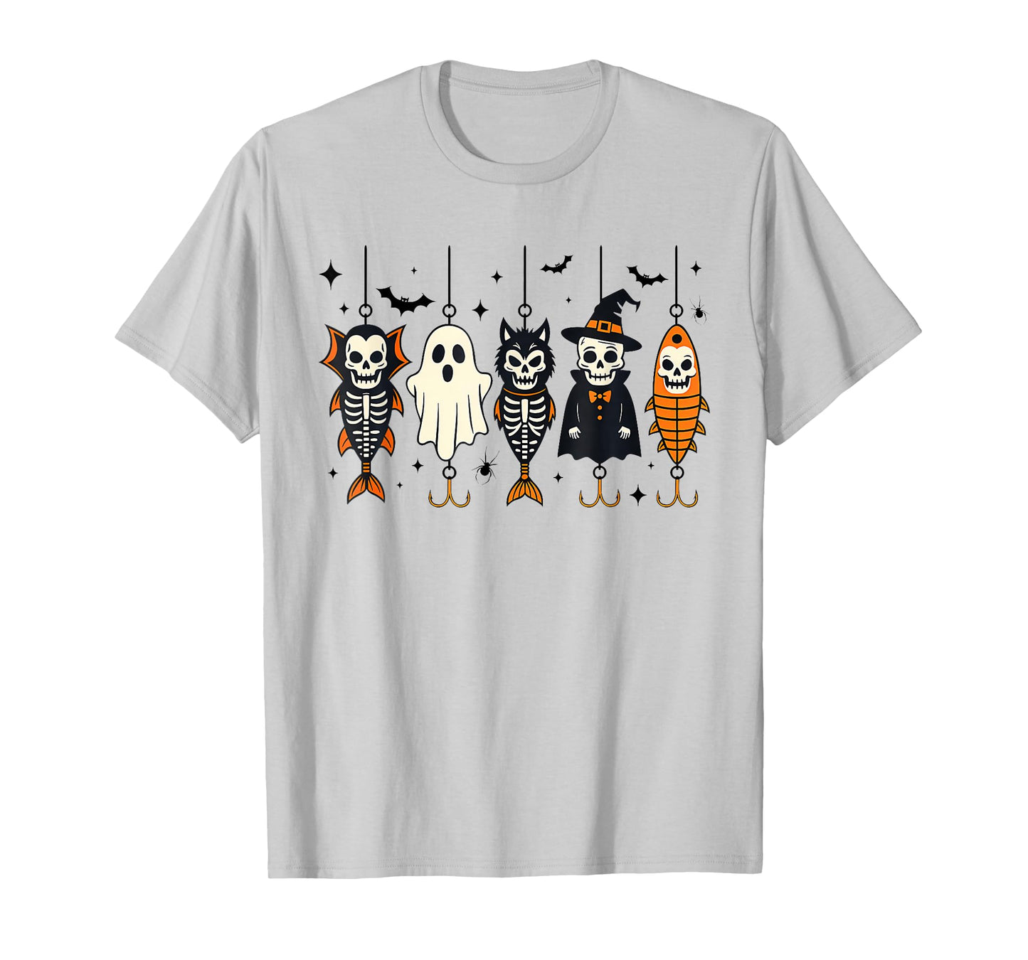 Funny Spooky Fisherman Halloween Skeleton Fishing Lures T-Shirt