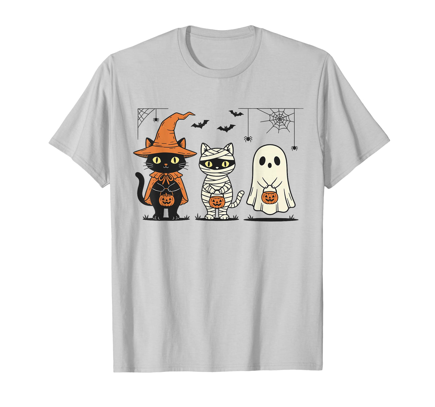 Halloween Black Cat Witch Ghost Pumpkin Women Men Kids T-Shirt