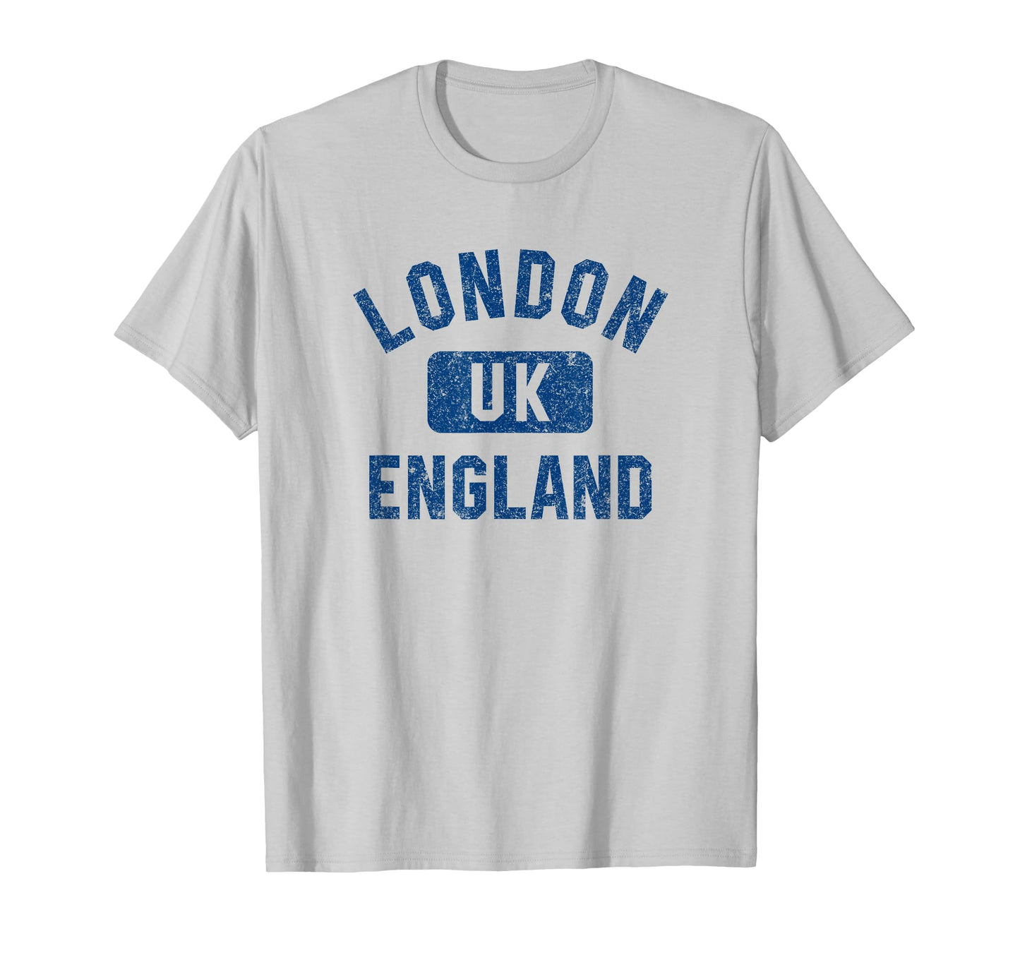 London England UK Gym Style Distressed Dark Blue Print T-Shirt