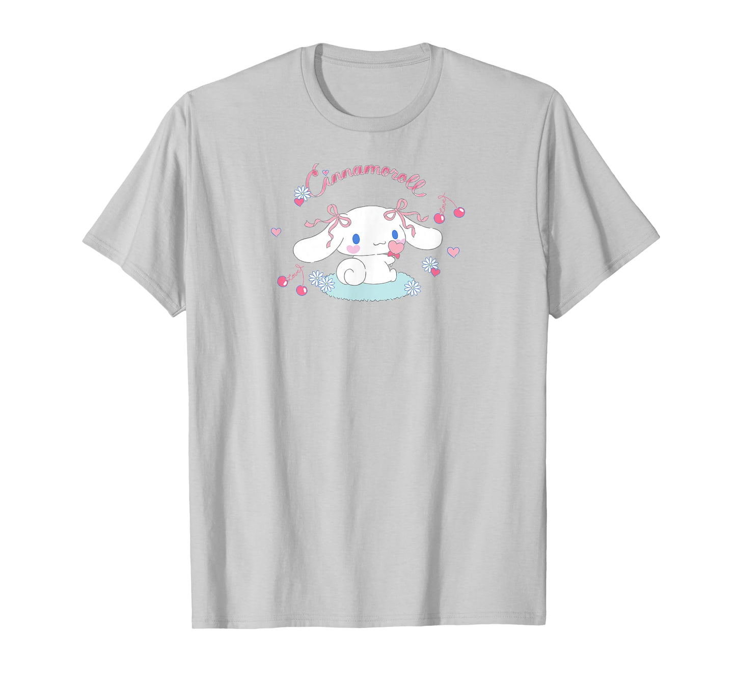 SANRIO Cinnamoroll Cherry Love Unisex T-Shirt, White, Small, Short Sleeve, Classic Fit, All Seasons