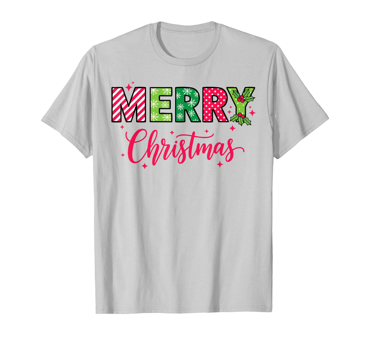 Merry Christmas Lights Red Santa Hat Xmas Family Men Women T-Shirt