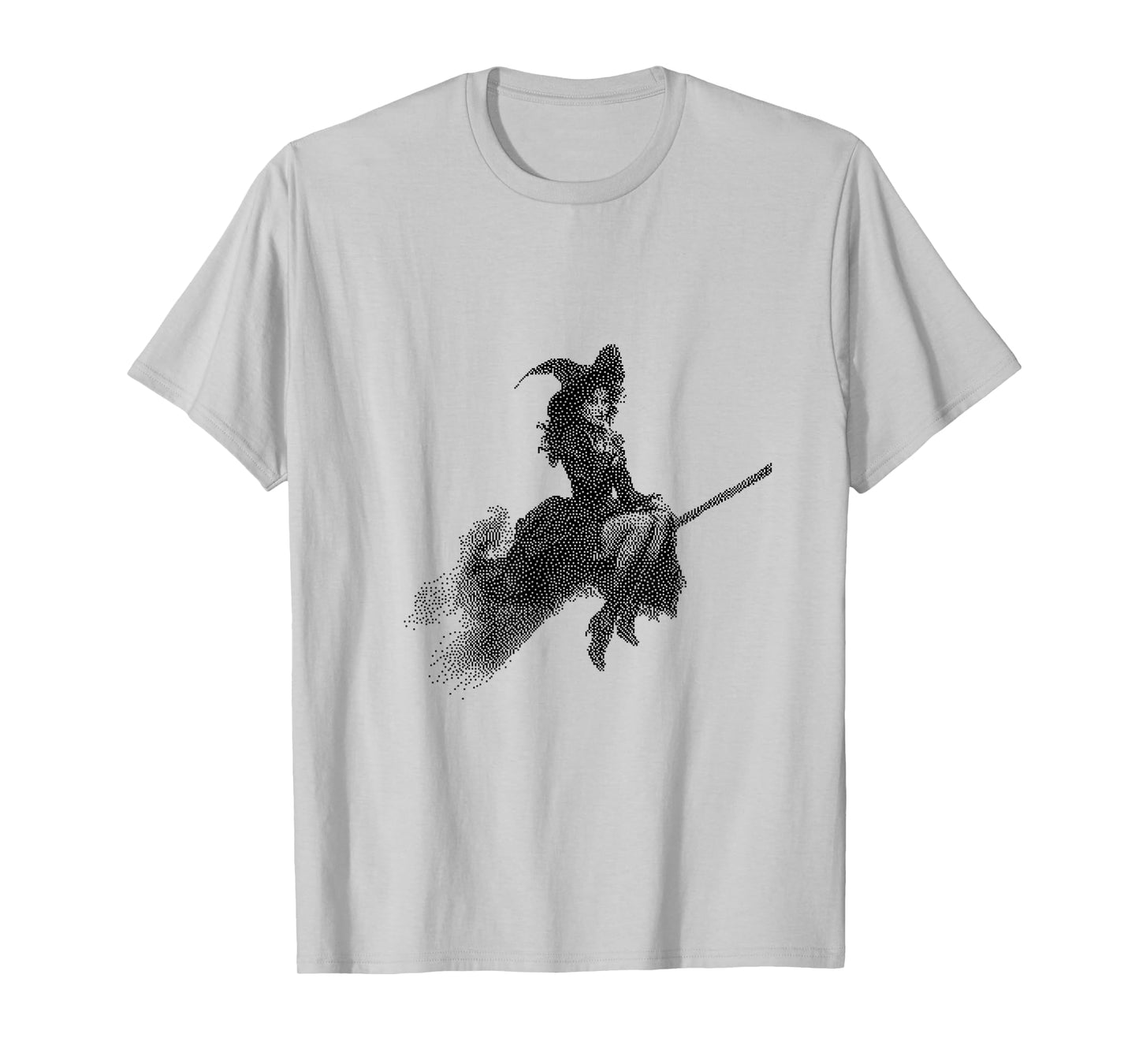 Spooky Witch Riding Broom Halloween Art T-Shirt