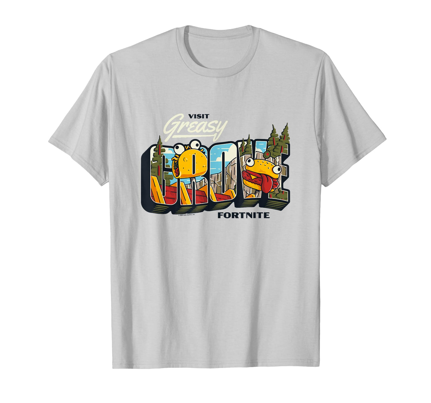 Fortnite Visit Greasy Grove Burr Burger Big Chest Poster T-Shirt