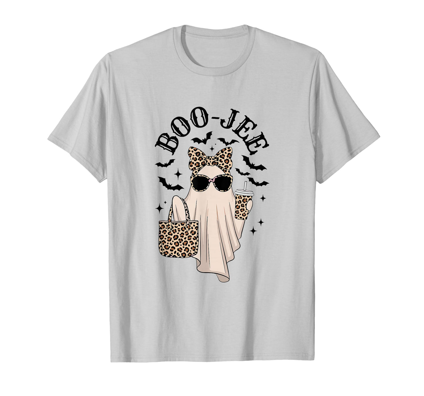 Coquette Leopard Ghost Coffee Boo-JEE Halloween Boujee Ghost T-Shirt