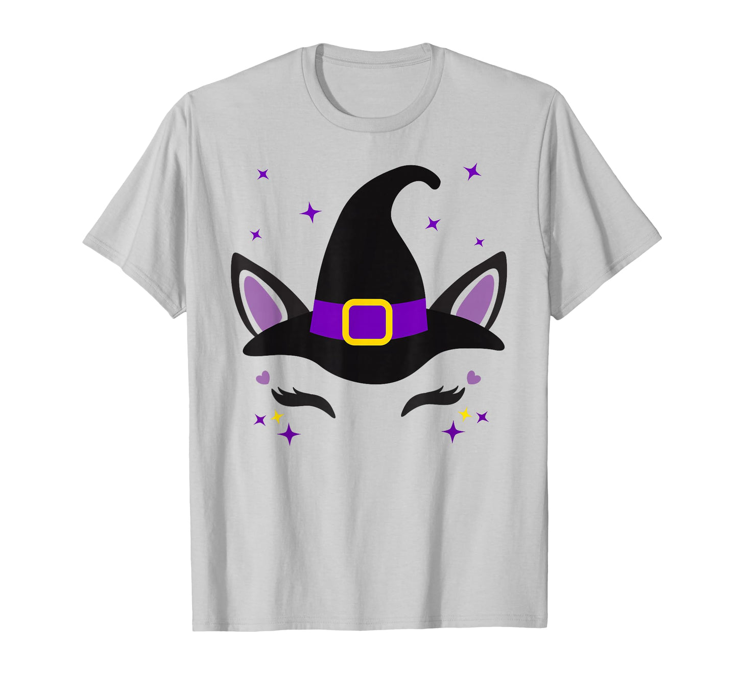 Unicorn Face Eyelashes Scary Witch Hat Halloween Costume T-Shirt
