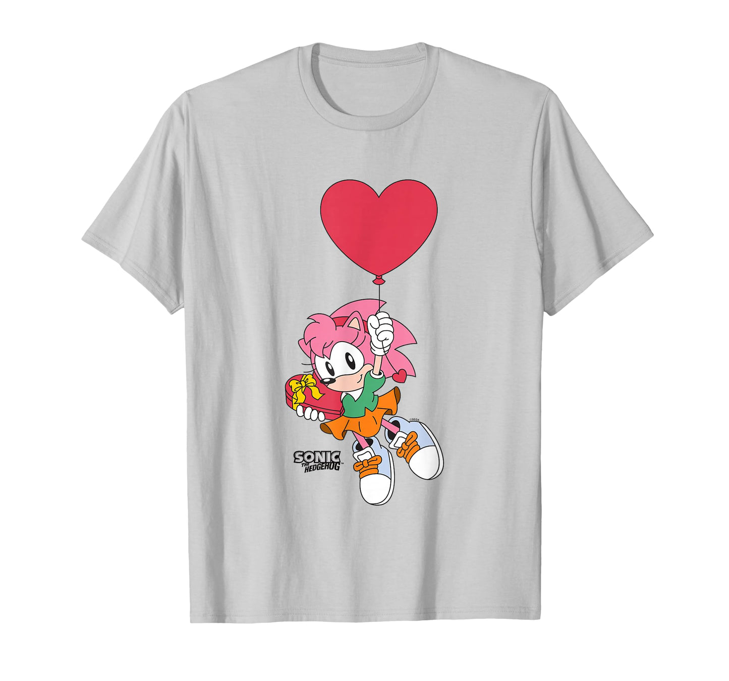 Sonic The Hedgehog Valentine's Day Cute Amy Rose Chest Logo T-Shirt