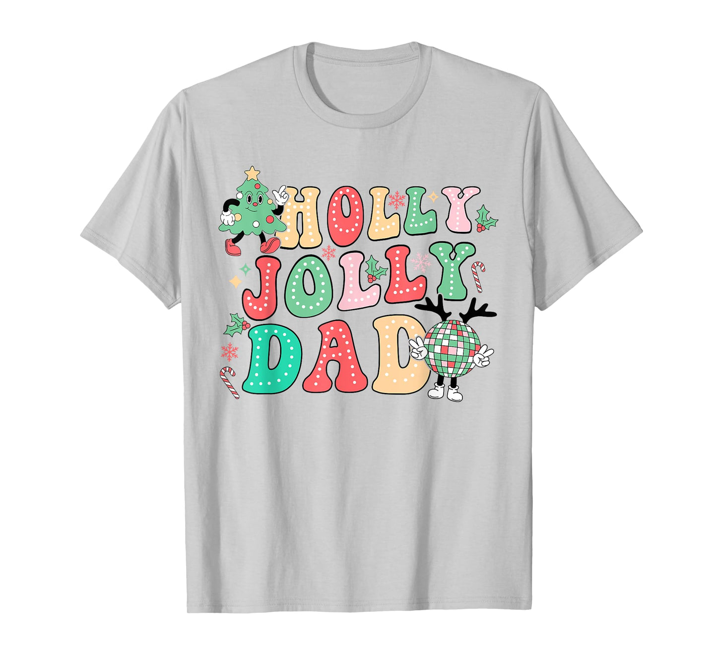 Groovy Holly Xmas Jolly Dad Christmas Vibes Matching Family T-Shirt
