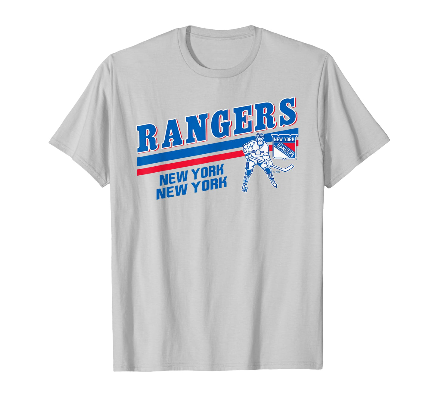 New York Rangers Officially Licensed Grey T-Shirt, Small, Unisex-Adults, NHL Fans, Short Sleeve, Modern, Crew Neck, Polyester