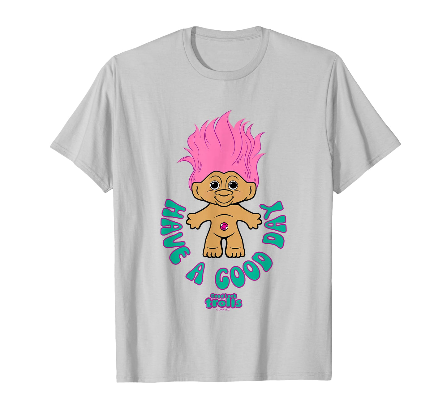 Good Luck Trolls Have A Good Day Cute Pink Troll Chest Logo T-Shirt