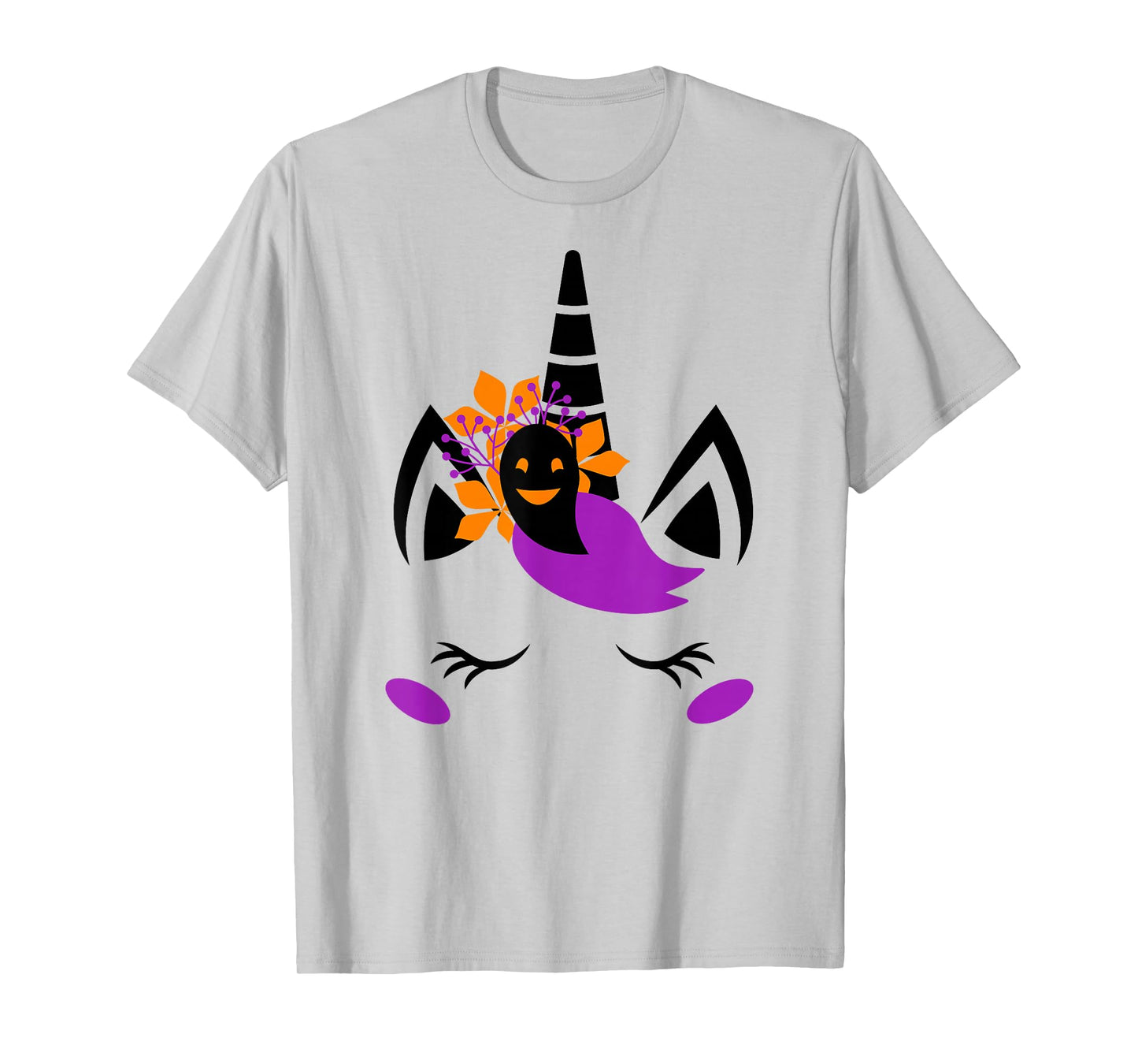 Unicorn Face Eyelashes Cute Ghost Scary Halloween Costume T-Shirt