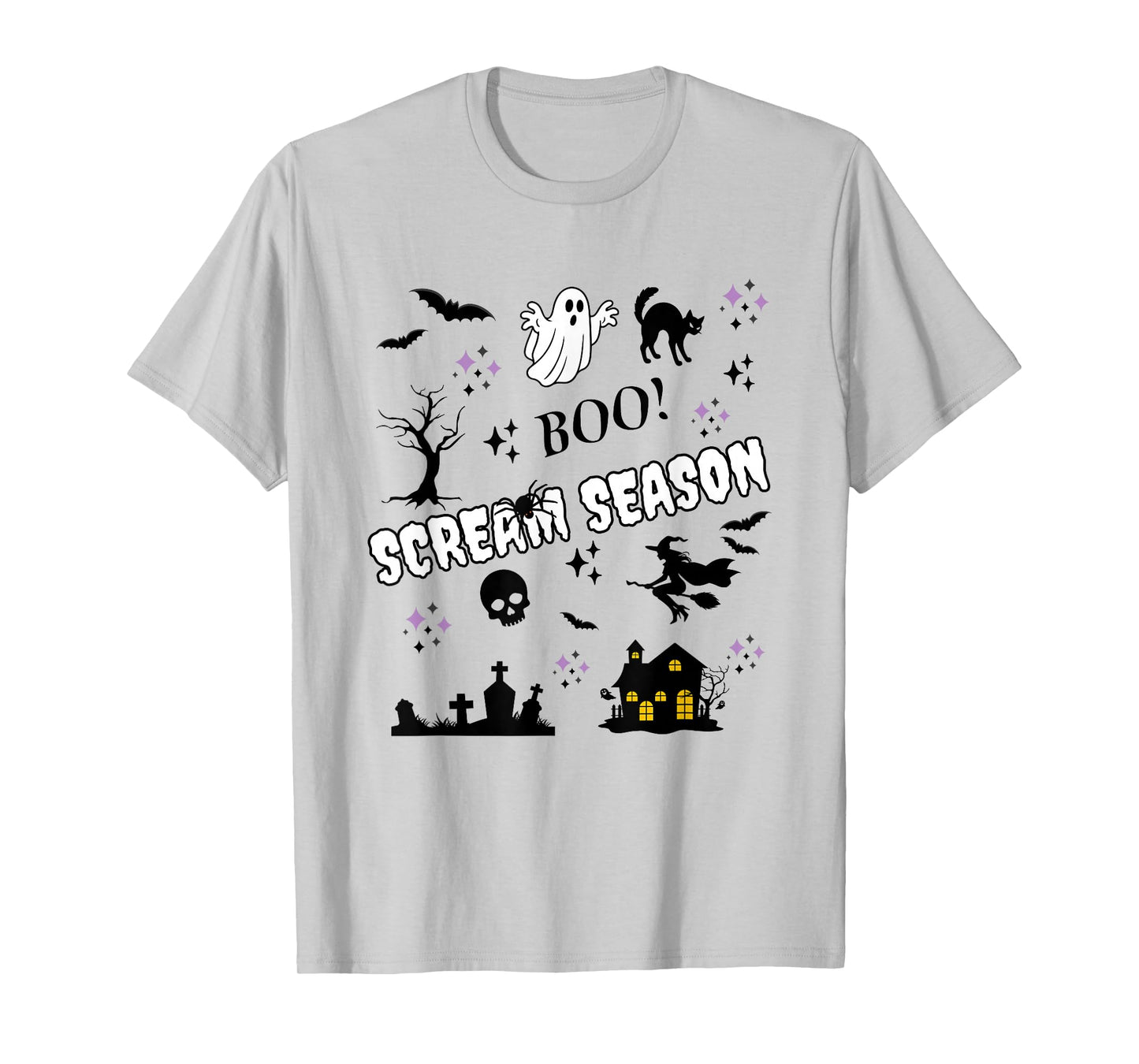 Scream Season Funny Halloween Ghost Spider Bats Witch T-Shirt