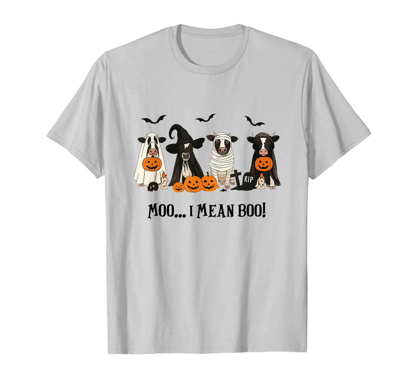 Moo I Mean Boo Cow Fall Halloween Ghost Cow Farm Lover Women T-Shirt