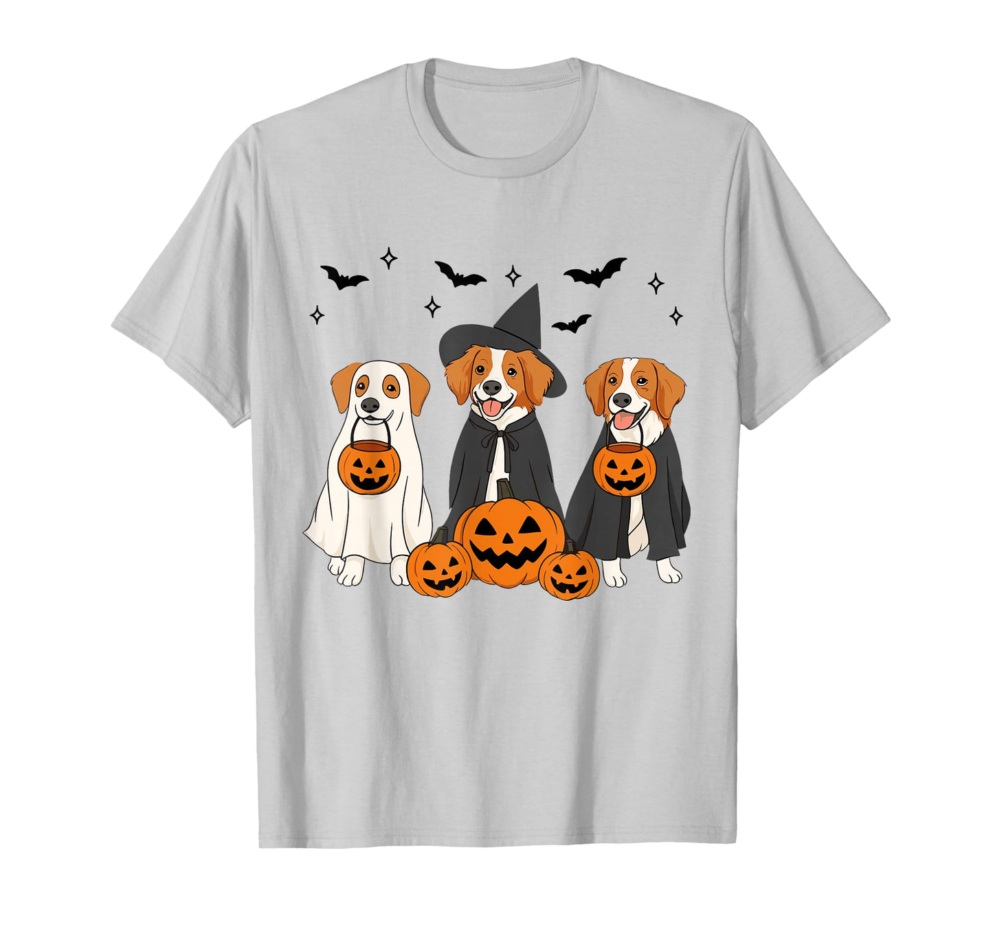 Witch Brittany Spaniel Dog Halloween Ghost Brittany Dog Mom T-Shirt