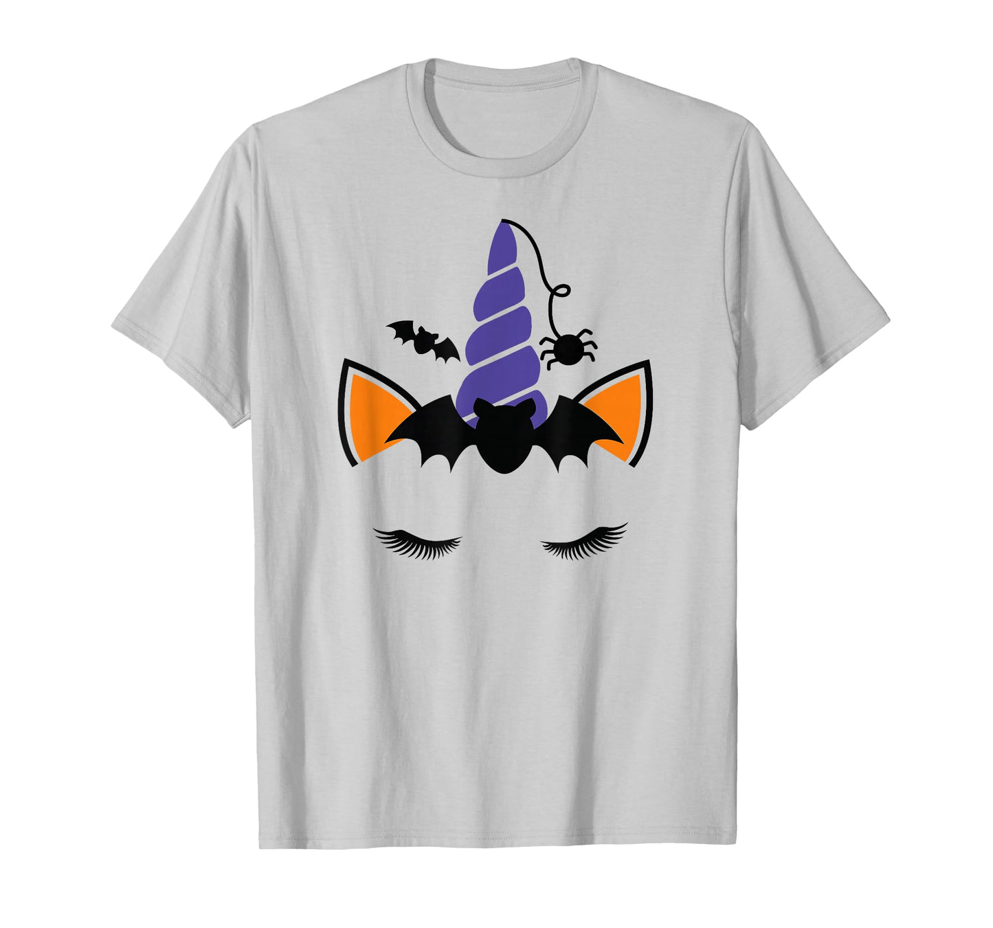 Unicorn Face Eyelashes Bat Spider Halloween Costume T-Shirt