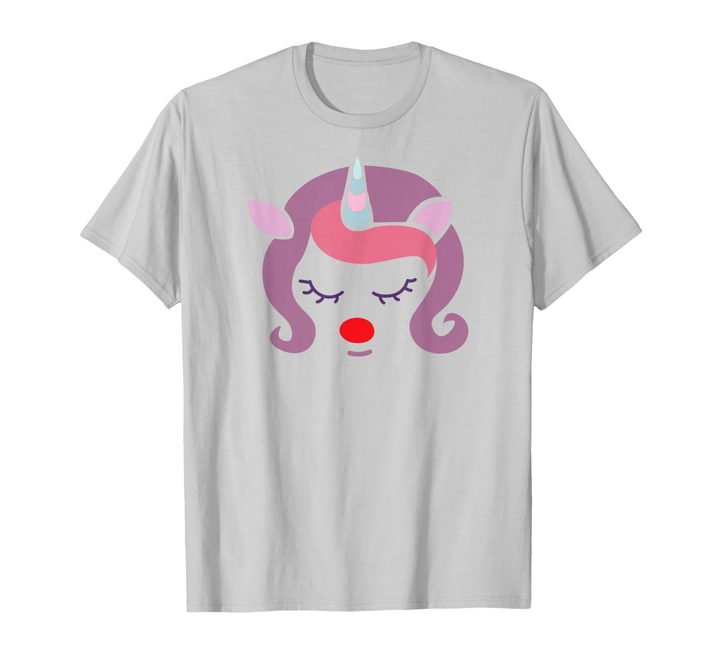 Unicorn Face Cute Christmas Santa Reindeer Funny T-Shirt