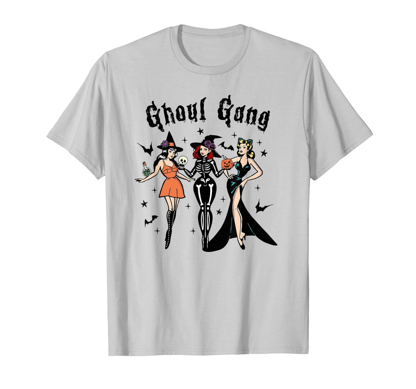 Ghoul Gang Retro Pin Up Halloween Witches Party Men Women Kids T-Shirt