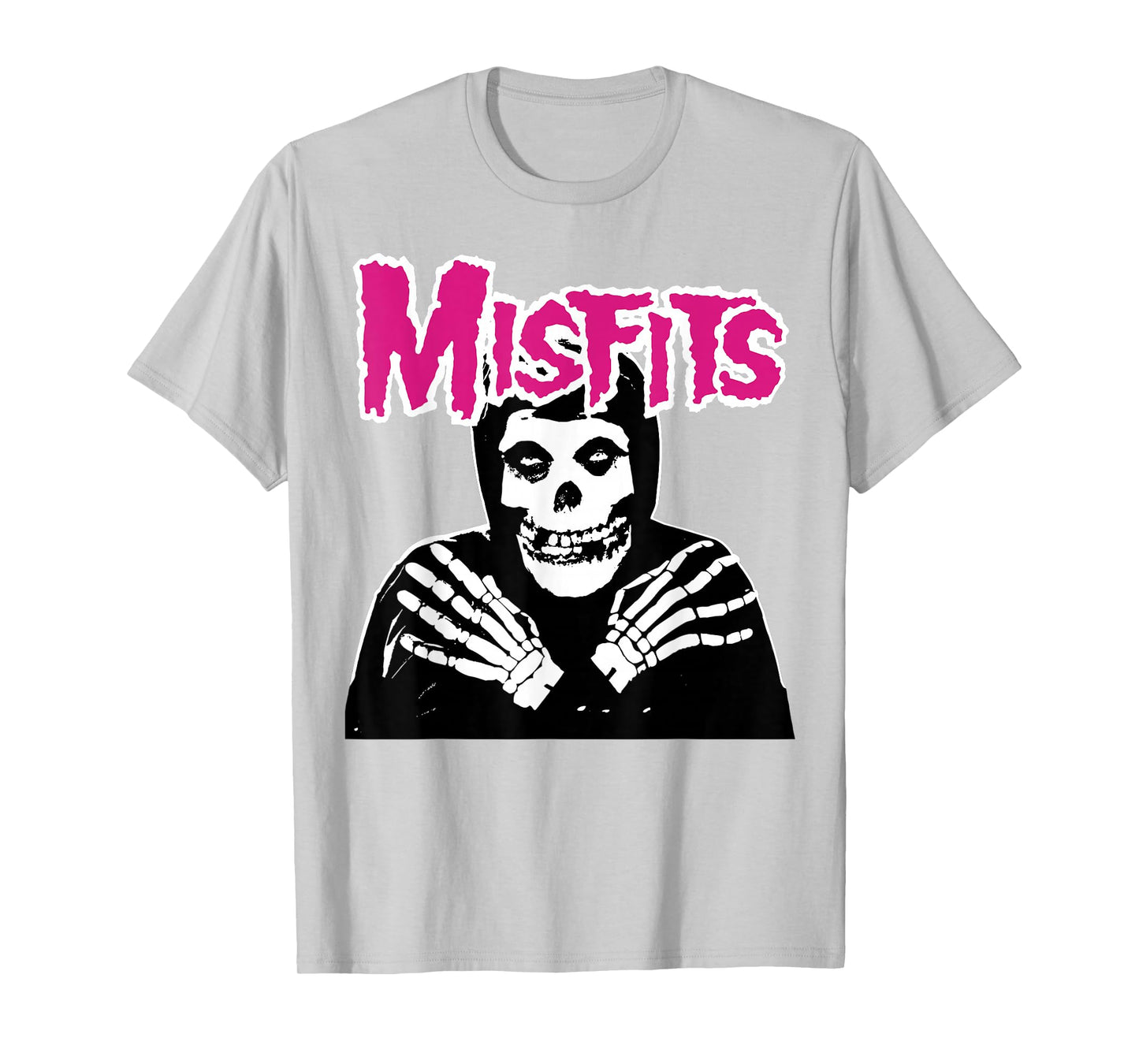 Misfits – Cross Hands Pink Skull White T-Shirt