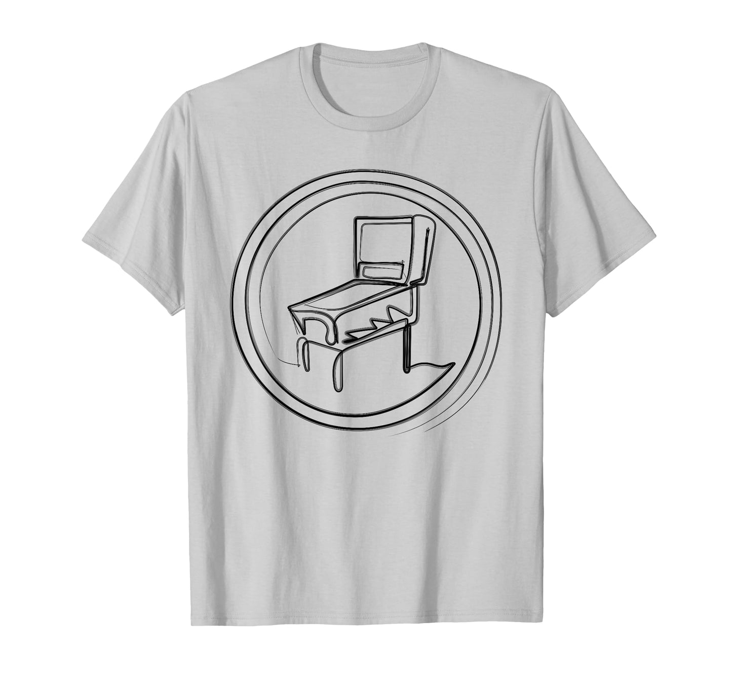 Pinball Machine Badge Minimalist One Line Drawing T-Shirt