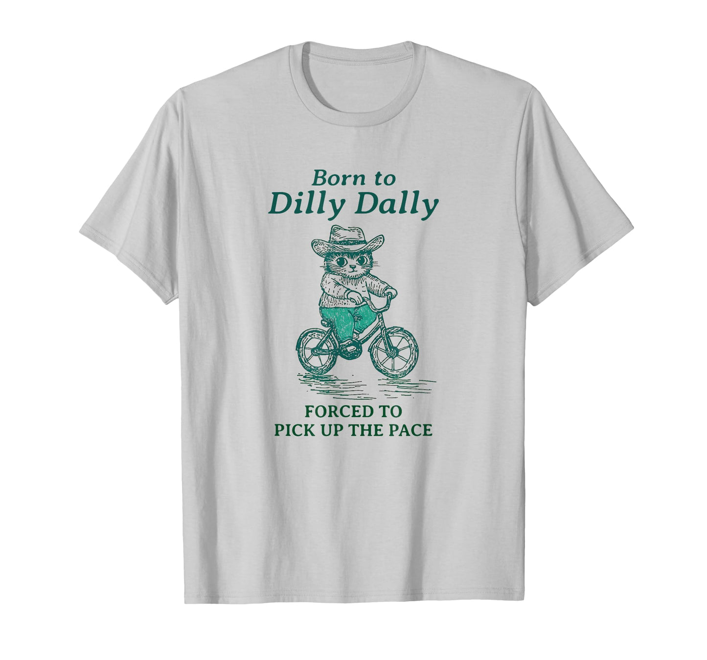 Born To Dilly Dally Funny Cat Riding a Bicycle y2k Meme T-Shirt for Men Women Girls Kids