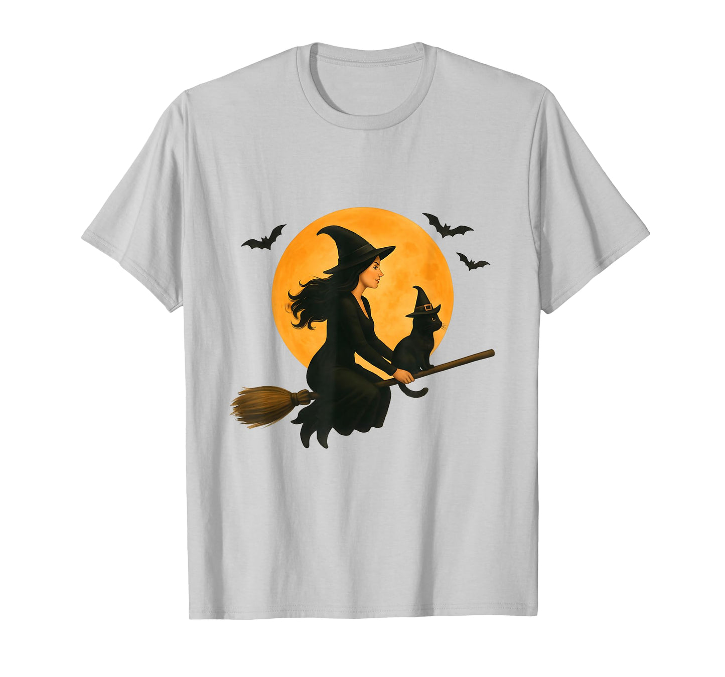 Cute Cat Black Kitten and Witch for Halloween Costume Party T-Shirt
