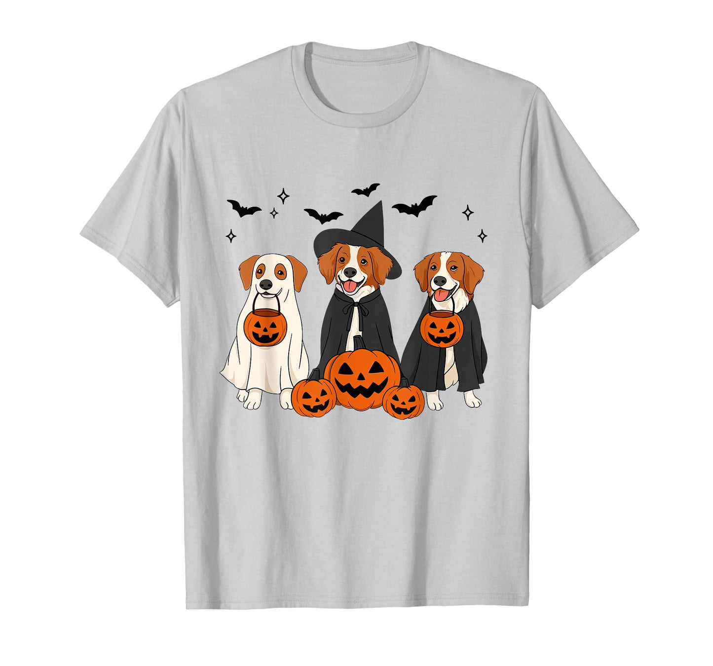 Witch Brittany Spaniel Dog Halloween Ghost Brittany Dog Mom T-Shirt