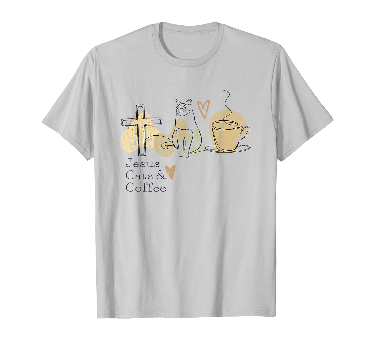 Jesus Cats And Coffee Minimalist Graphic Design T-Shirt
