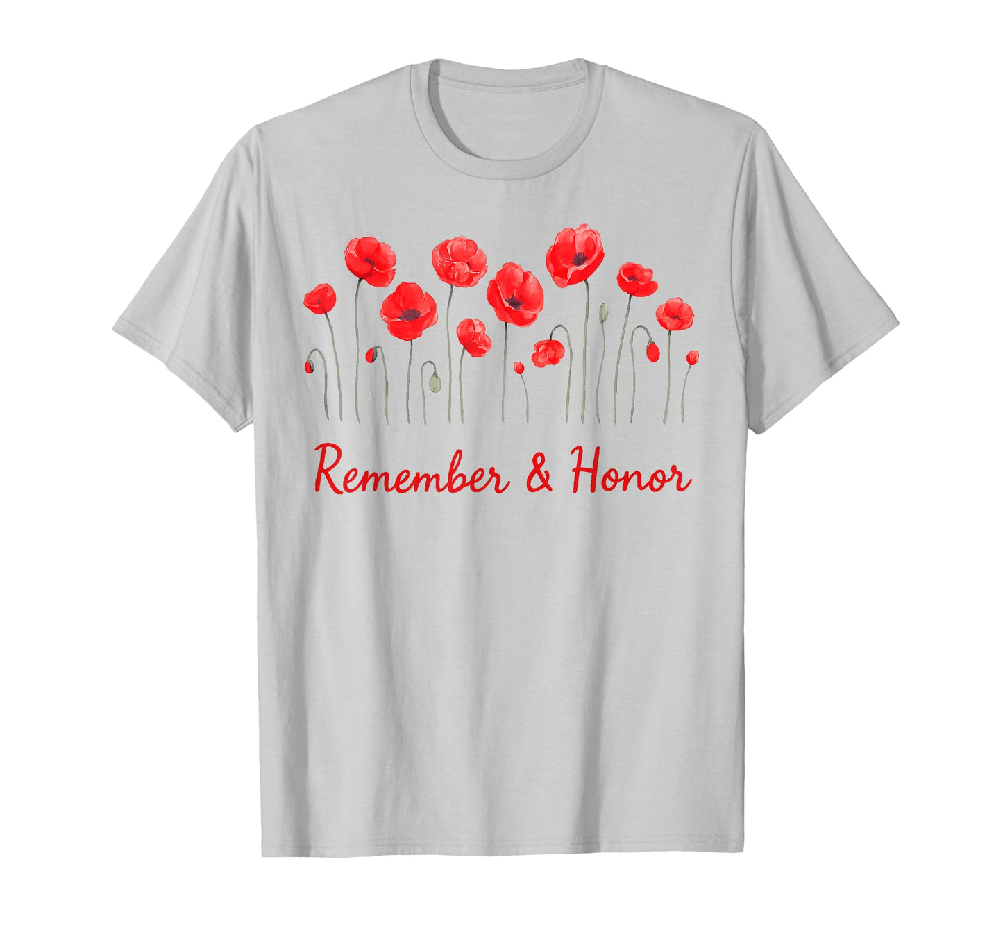 Womens Honor remember Memorial Day Poppy Flower Patriotic T-Shirt