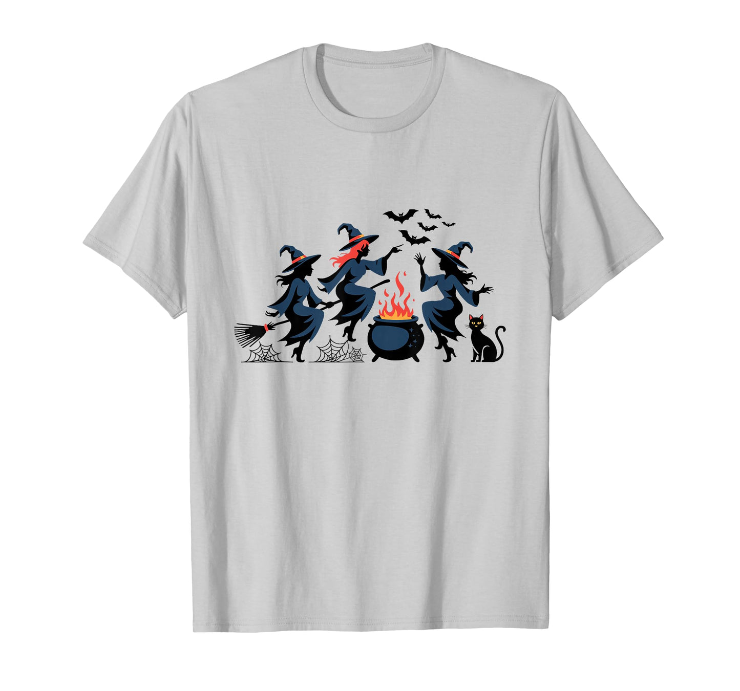 Salem Witch Halloween Black Cat Witch Broom Witch Club Women T-Shirt
