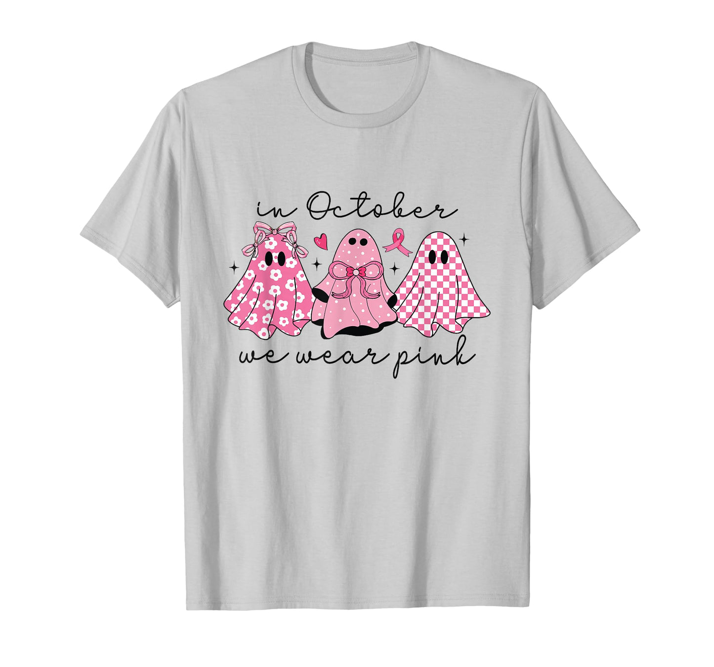 in October We Wear Pink Coquette Breast Cancer Halloween T-Shirt