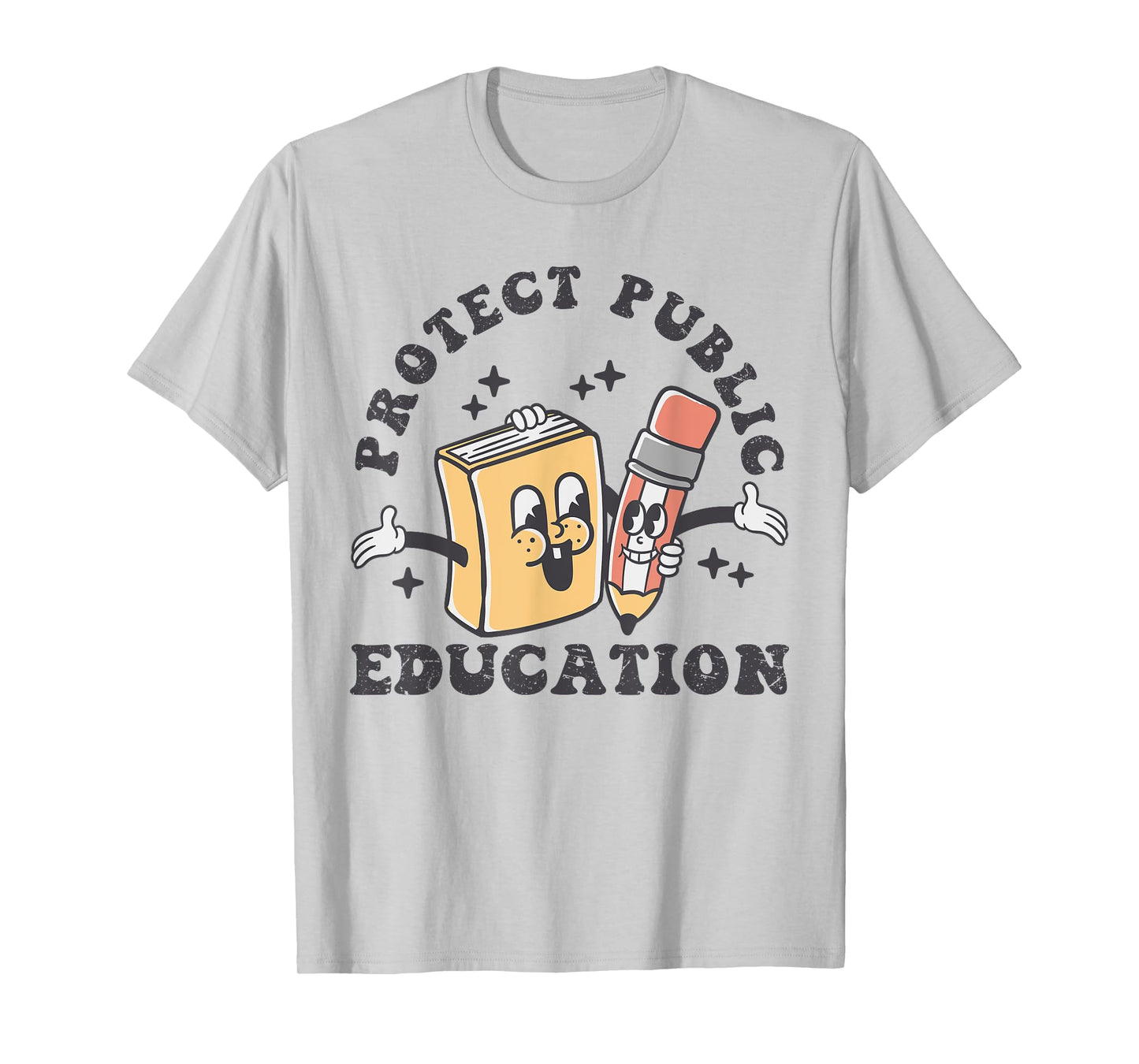 Protect Public Education Groovy Retro Design School Tee T-Shirt