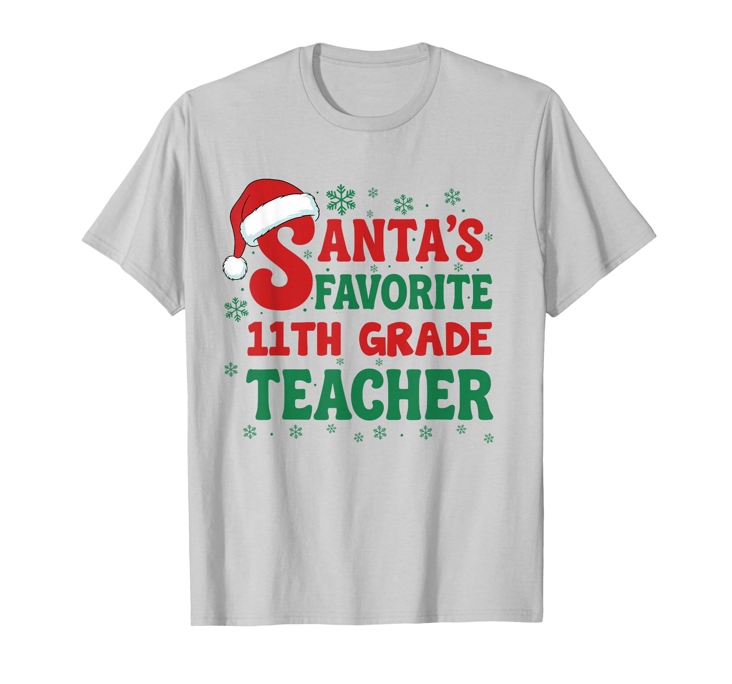 Santa's Favorite 11th Grade Teacher Christmas Holiday Pajama T-Shirt