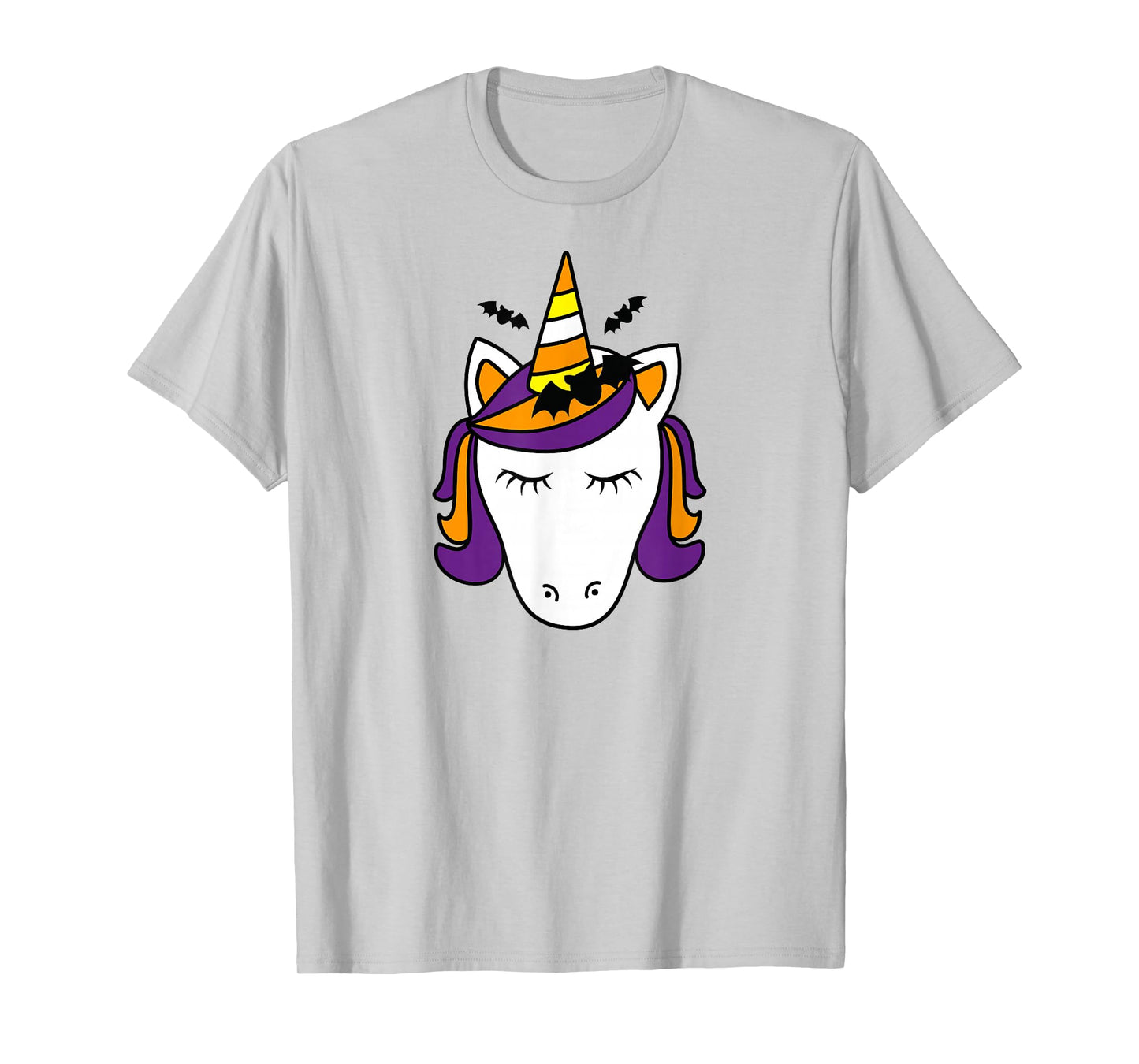 Unicorn Face Eyelashes Bat Spooky Cute Halloween Costume T-Shirt