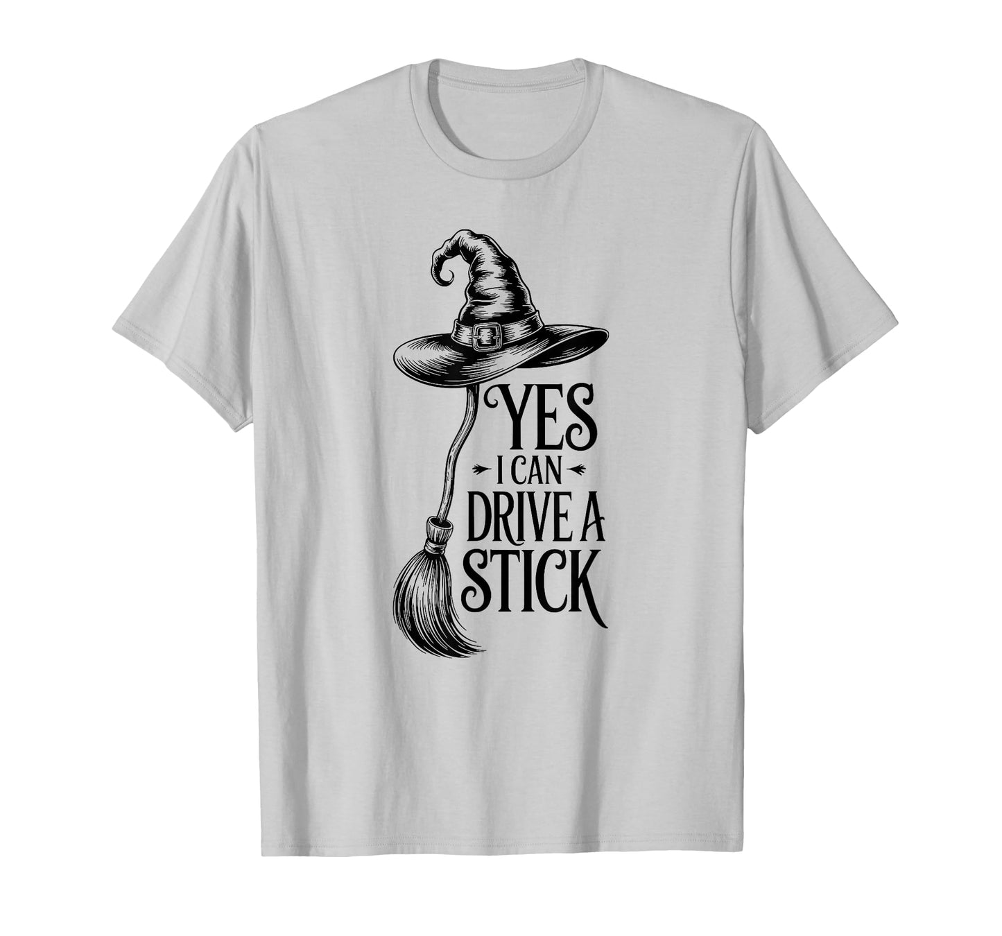Halloween I Can Drive A Stick Funny Vintage Witch Men Women T-Shirt