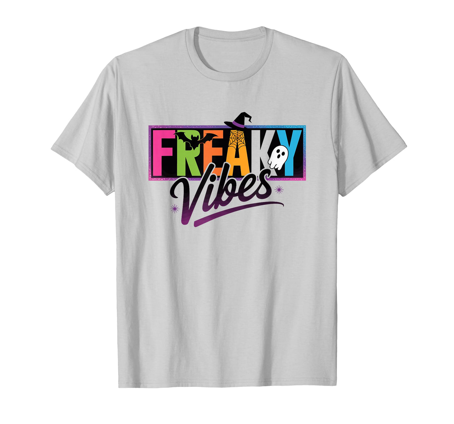 Freaky Vibes Colourful Retro Halloween T-Shirt