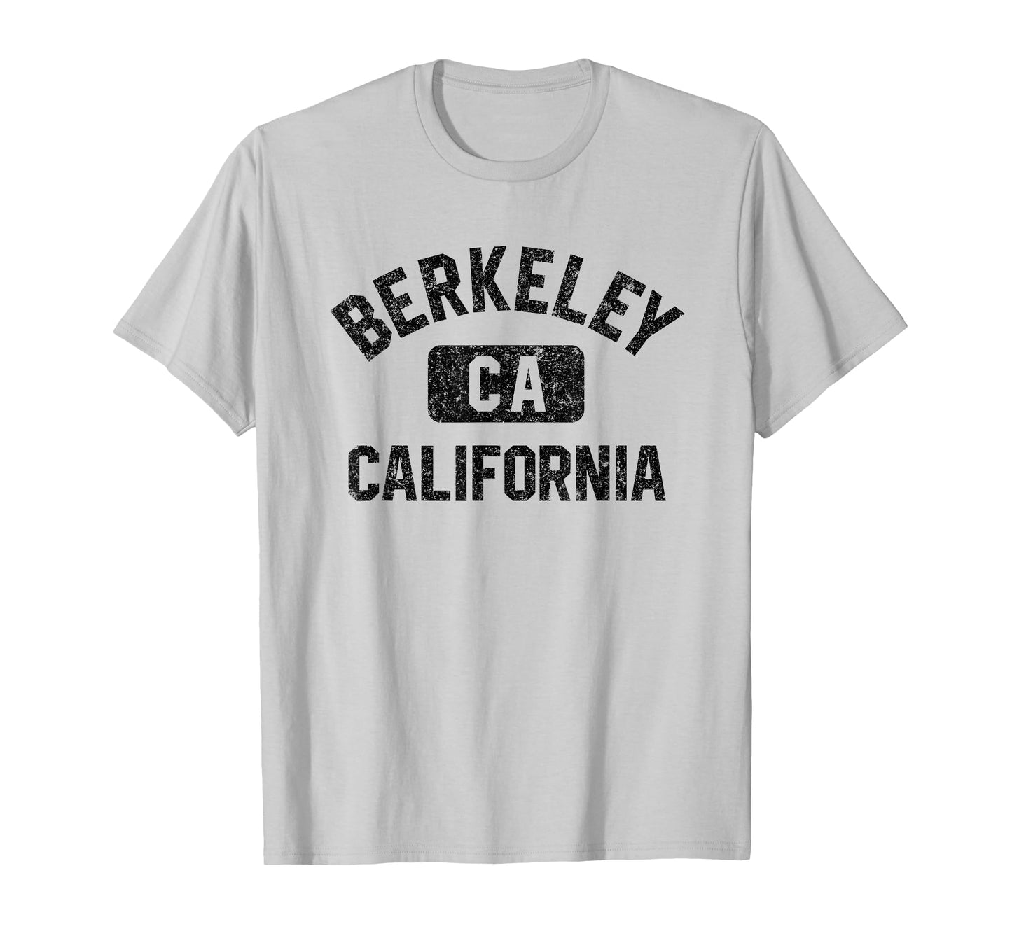 Berkeley California Gym Style Yellow w Distress Black Print T-Shirt