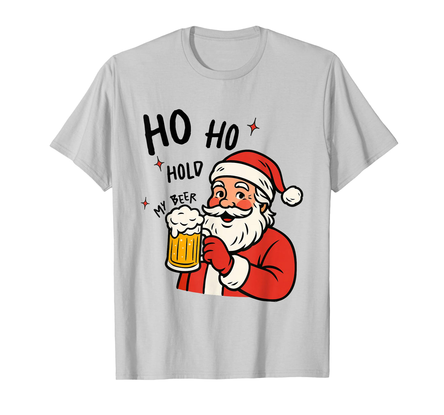 Funny Christmas Santa Ho Ho Hold My Beer Drinking Cute Xmas T-Shirt